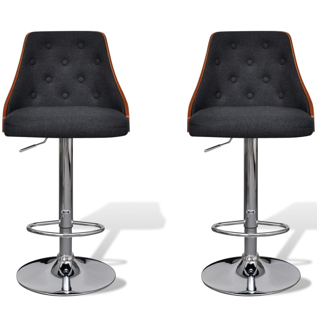 Bancos de bar 2 pcs madeira curvada e tecido