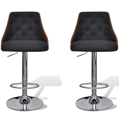 Bancos de bar 2 pcs madeira curvada e tecido