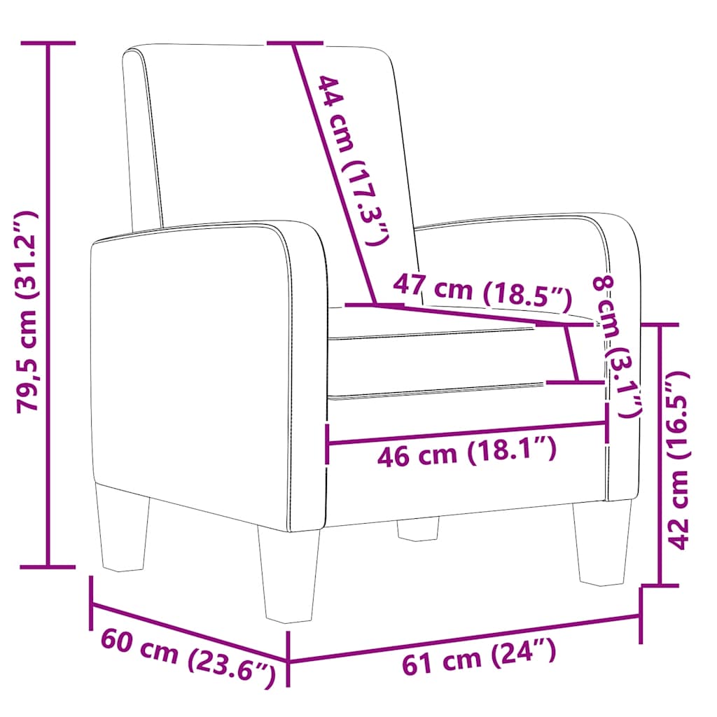 Poltrona em couro artificial castanho