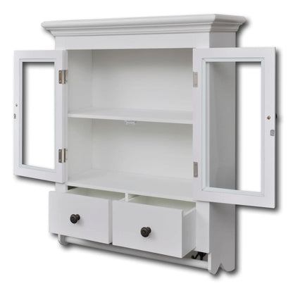 Armário de parede para cozinha com porta de vidro branco