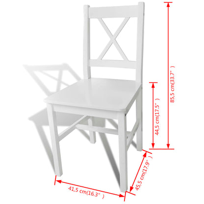 Cadeiras de jantar 2 pcs madeira de pinho branco