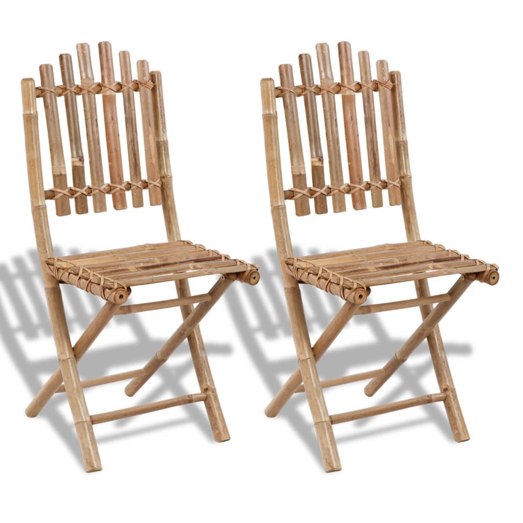 Cadeiras de jardim dobráveis 2 pcs bambu