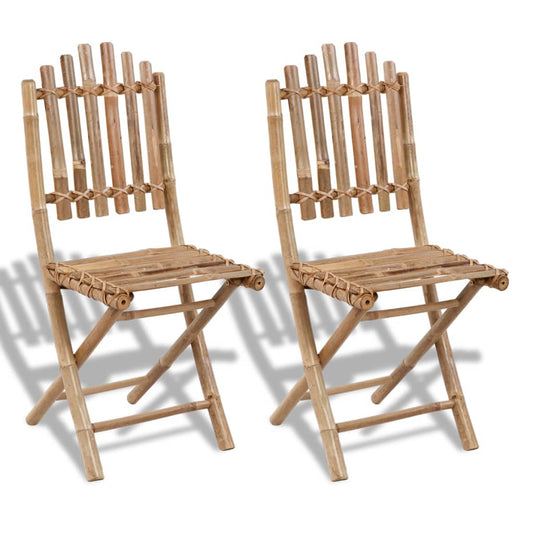 Cadeiras de jardim dobráveis 2 pcs bambu