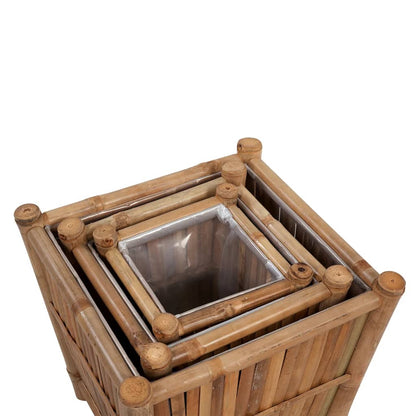 Vasos/floreiras em bambu 3 pcs forro de nylon