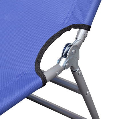 Espreguiçadeira dobrável c/ almofada cabeça aço revestido azul