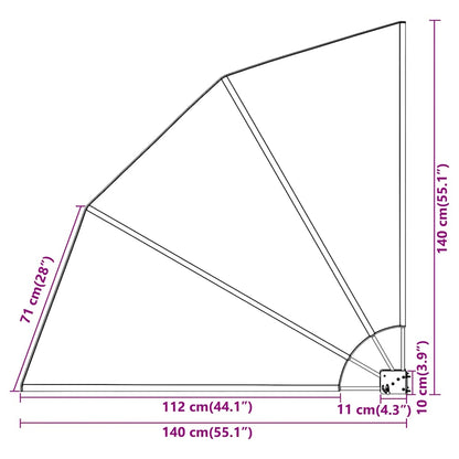 Toldo lateral dobrável para varanda 140x140 cm cinzento