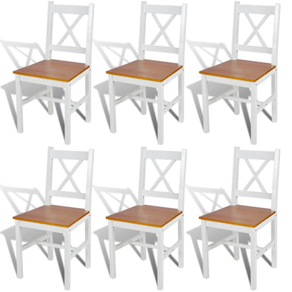 Cadeiras de jantar 6 pcs madeira de pinho branco