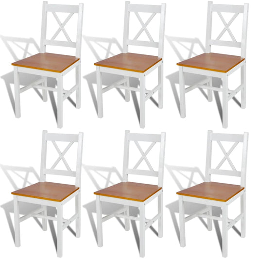 Cadeiras de jantar 6 pcs madeira de pinho branco