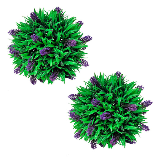 Conjunto de 2 bolas de buxo artificiais com lavanda 28 cm