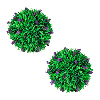 Conjunto de 2 bolas de buxo artificiais com lavanda 30 cm