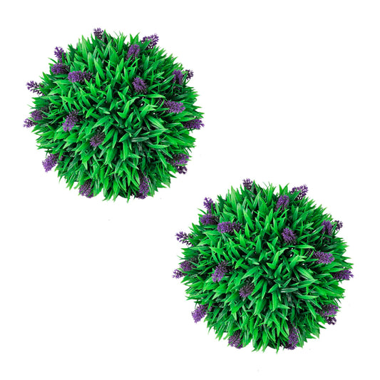Conjunto de 2 bolas de buxo artificiais com lavanda 30 cm