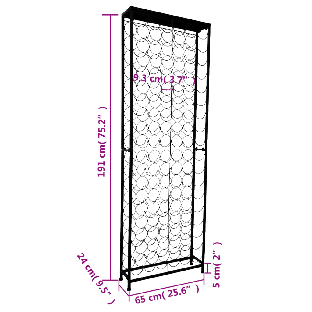 Suporte vertical para garrafas de vinho, metal por 108 garrafas