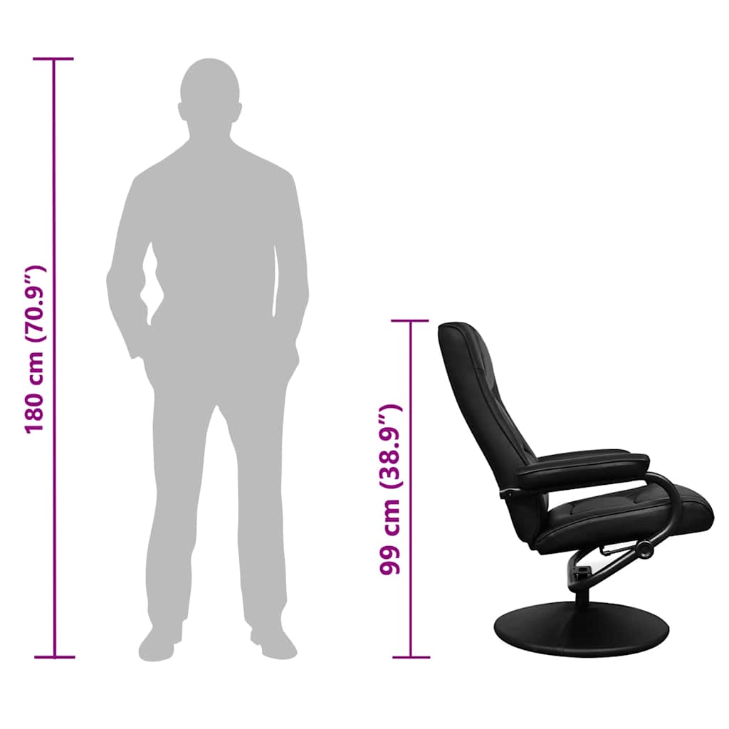 Poltrona de TV c/ repousa pés couro artificial preto