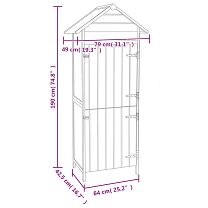 Armário de arrumação para jardim 42,5x64x190 cm castanho
