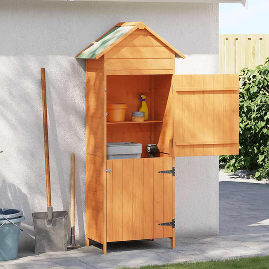 Armário de arrumação para jardim 42,5x64x190 cm castanho