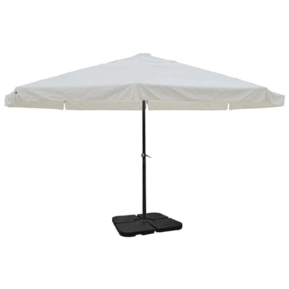 Guarda-sol de jardim em alumínio com base portátil branco
