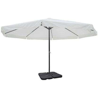 Guarda-sol de jardim em alumínio com base portátil branco