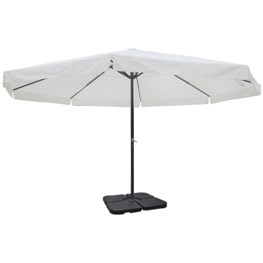 Guarda-sol de jardim em alumínio com base portátil branco