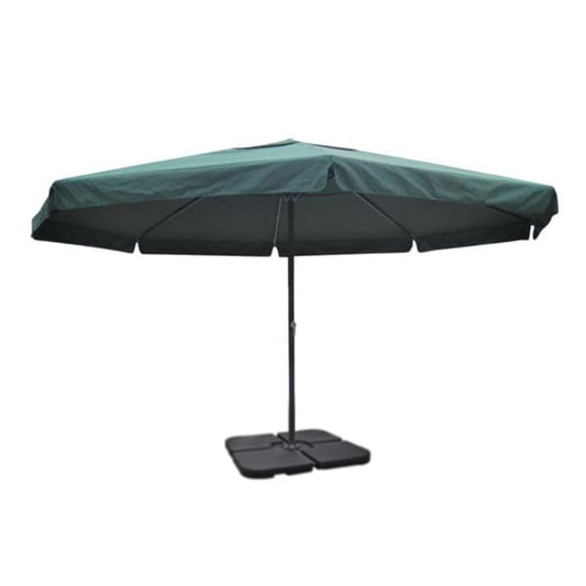 Guarda-sol de jardim em alumínio com base portátil verde