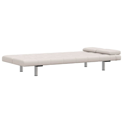 Sofá-cama ajustável c/ 2 almofadas couro artificial branco nata