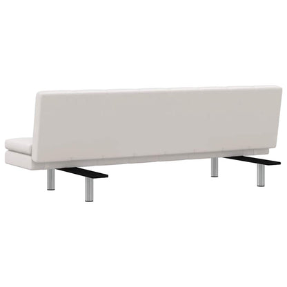Sofá-cama ajustável c/ 2 almofadas couro artificial branco nata