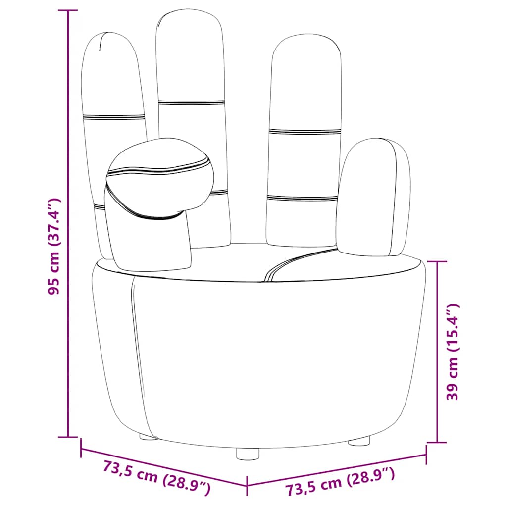 Cadeira em forma de mão veludo cinzento