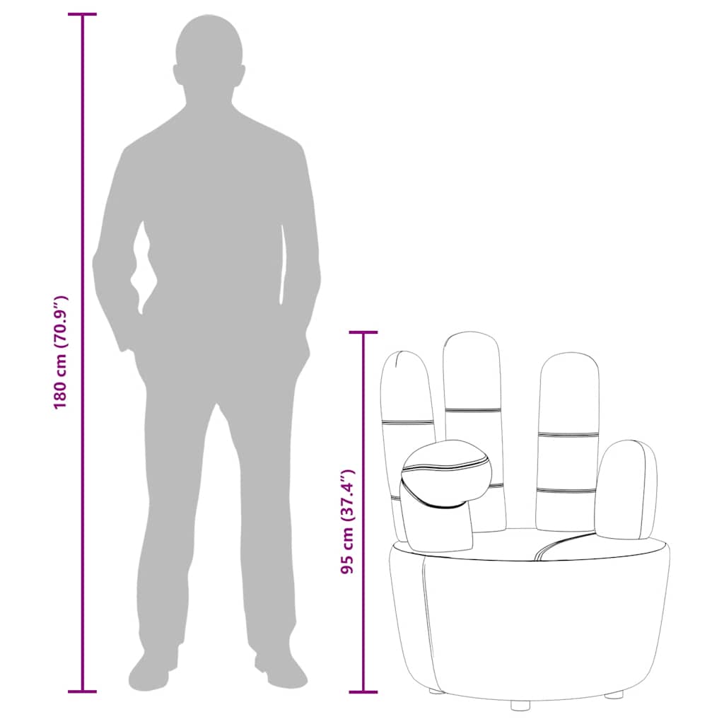 Cadeira em forma de mão veludo cinzento