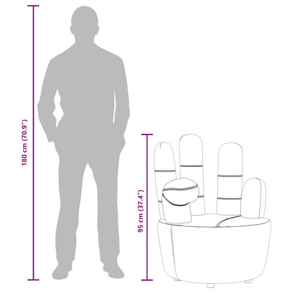 Cadeira em forma de mão veludo cinzento