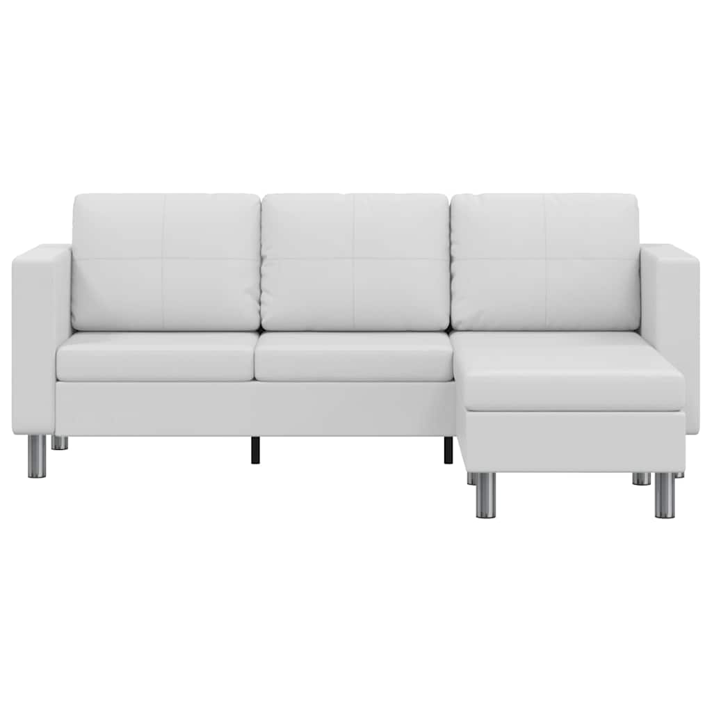 Sofá secional de 3 lugares couro artificial branco