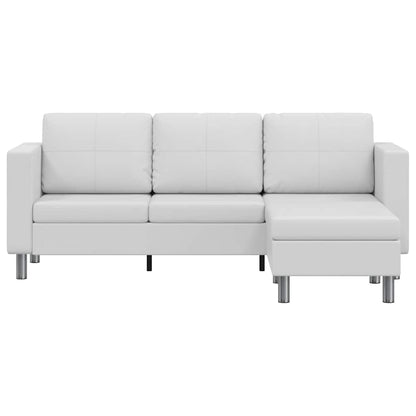 Sofá secional de 3 lugares couro artificial branco