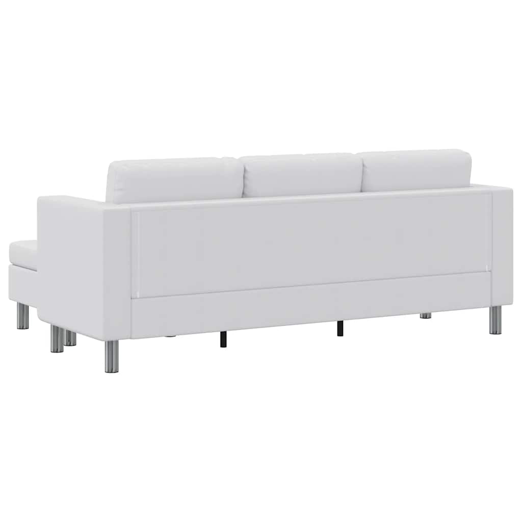 Sofá secional de 3 lugares couro artificial branco