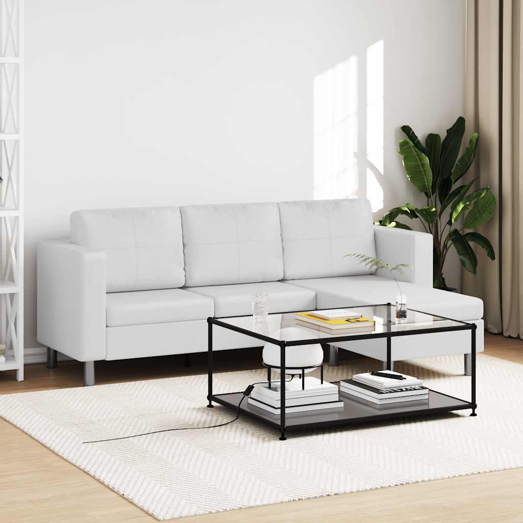Sofá secional de 3 lugares couro artificial branco