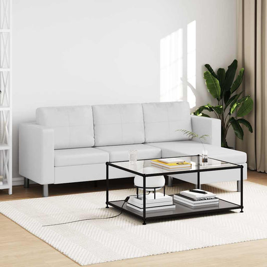 Sofá secional de 3 lugares couro artificial branco