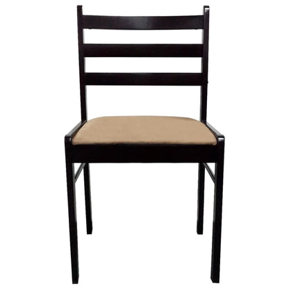 Cadeiras de jantar 2 pcs seringueira maciça e veludo castanho