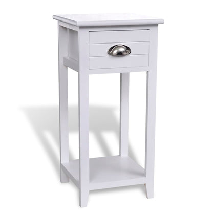 Mesa de cabeceira com 1 gaveta, branco