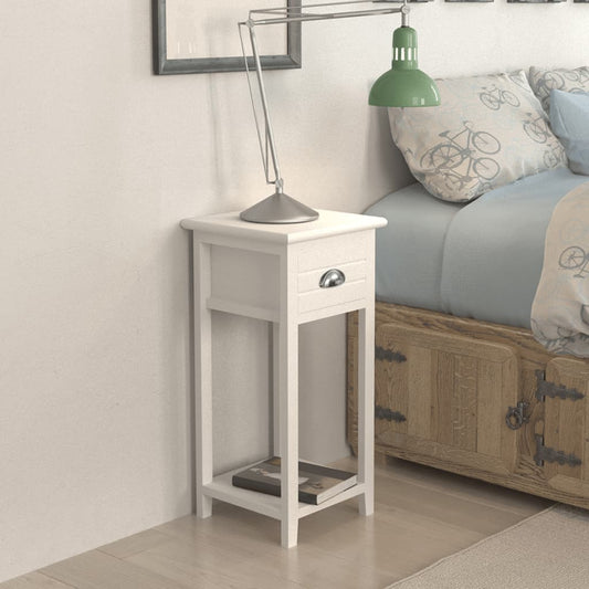 Mesa de cabeceira com 1 gaveta, branco