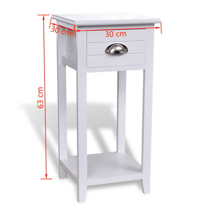 Mesa de cabeceira com 1 gaveta, branco