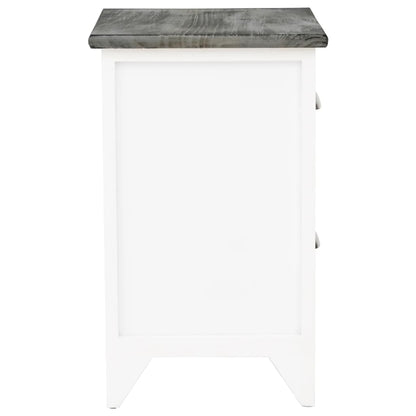 Mesa de cabeceira com 2 gaveta 2 pcs cinzento e branco