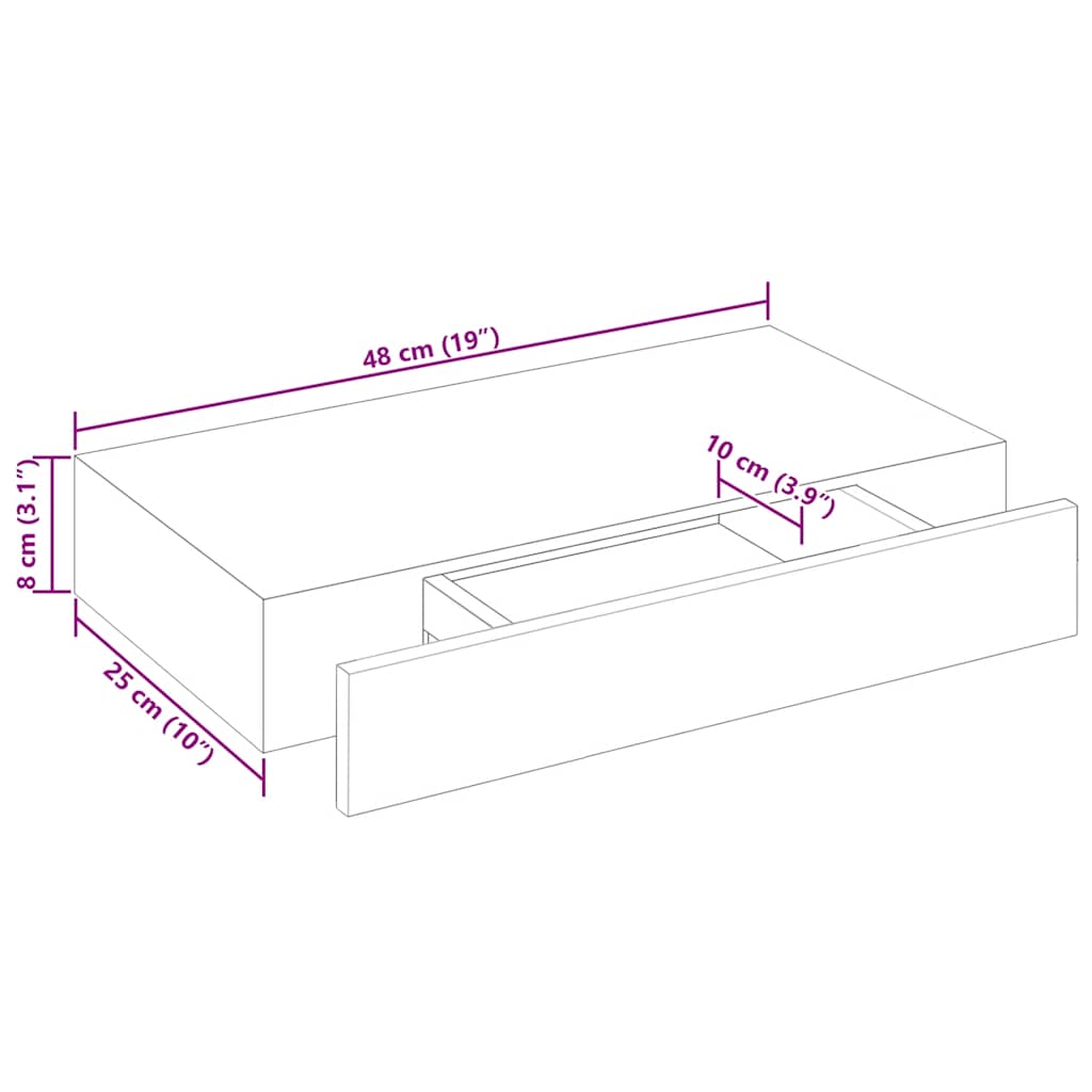 Prateleira de parede c/ 1 gaveta para livros/DVD MDF branco