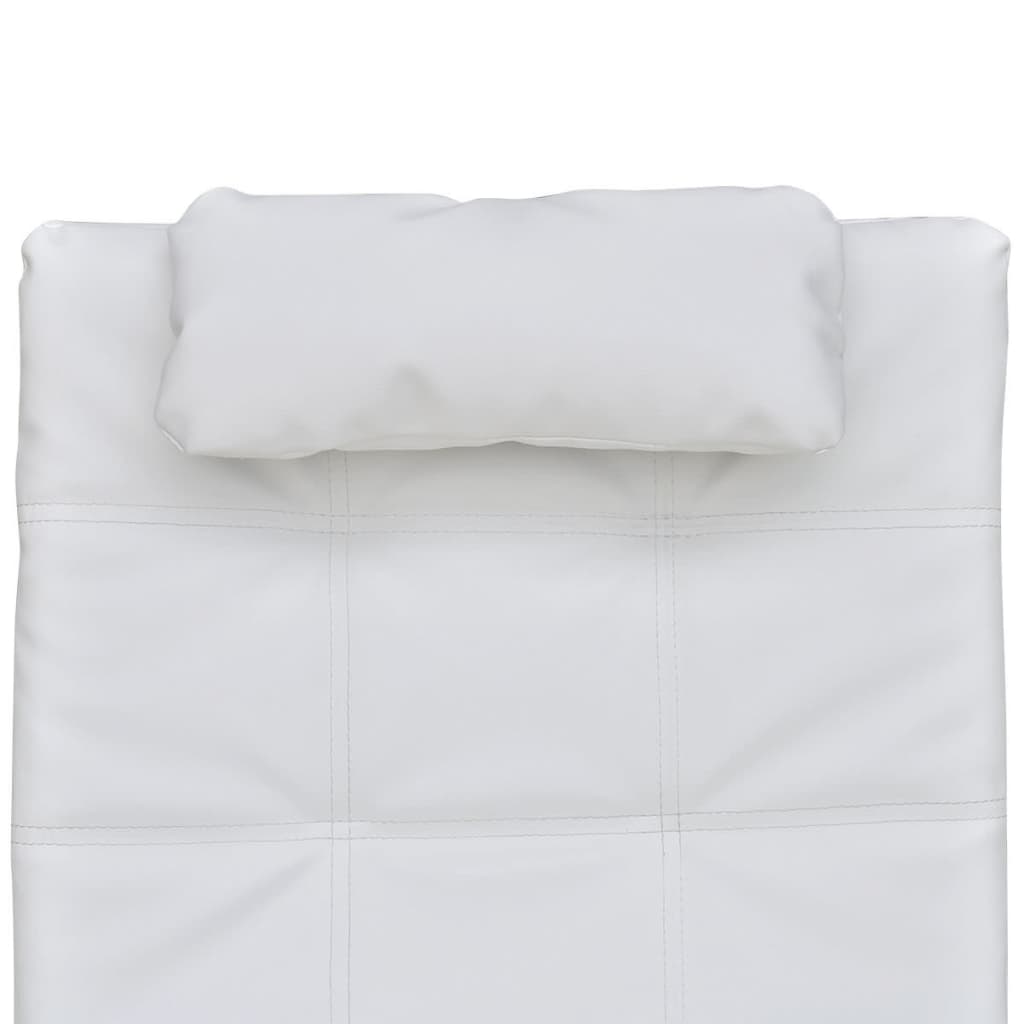 Chaise longue com almofada couro artificial branco