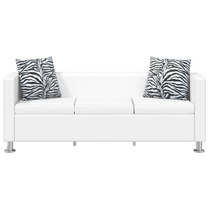 Sofá de 3 lugares couro artificial branco