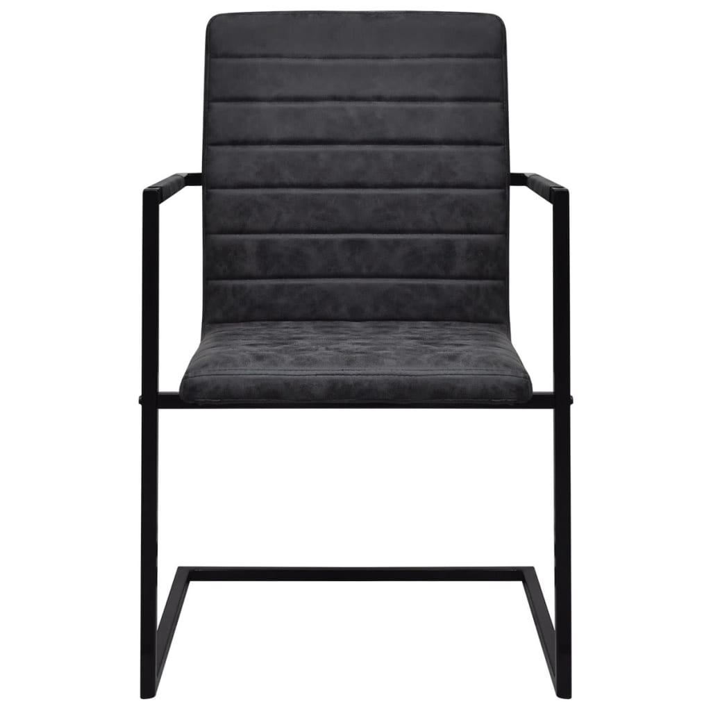 Cadeiras de jantar cantilever 2 pcs couro artificial preto