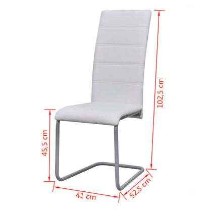 Cadeiras de jantar cantilever 4 pcs couro artificial branco