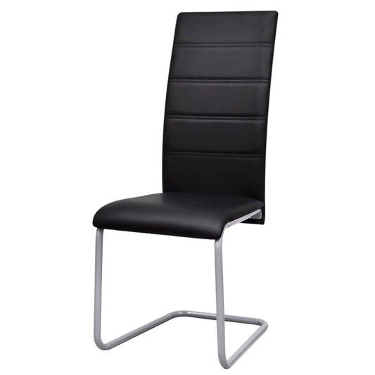 Cadeiras de jantar cantilever 2 pcs couro artificial preto