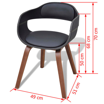 Cadeiras jantar 2 pcs madeira curvada e couro artificial preto