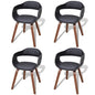 Cadeiras jantar 4 pcs madeira curvada e couro artificial preto