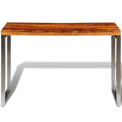 Mesa de jantar/escritório pernas de aço madeira maciça