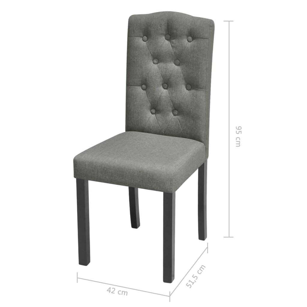 Cadeiras de jantar 4 pcs tecido cinzento