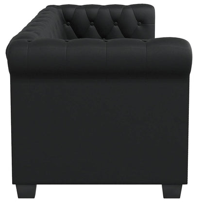 Sofá Chesterfield de 2 lugares em couro artificial preto