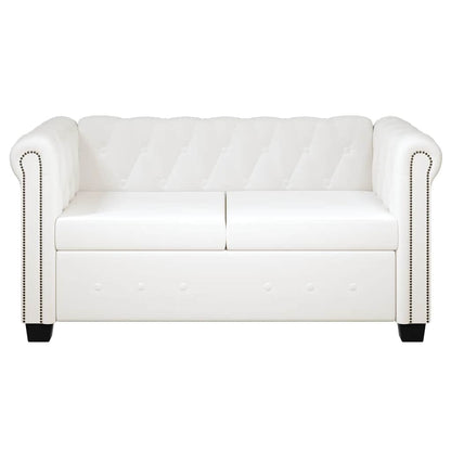 Sofá Chesterfield de 2 lugares em couro artificial branco
